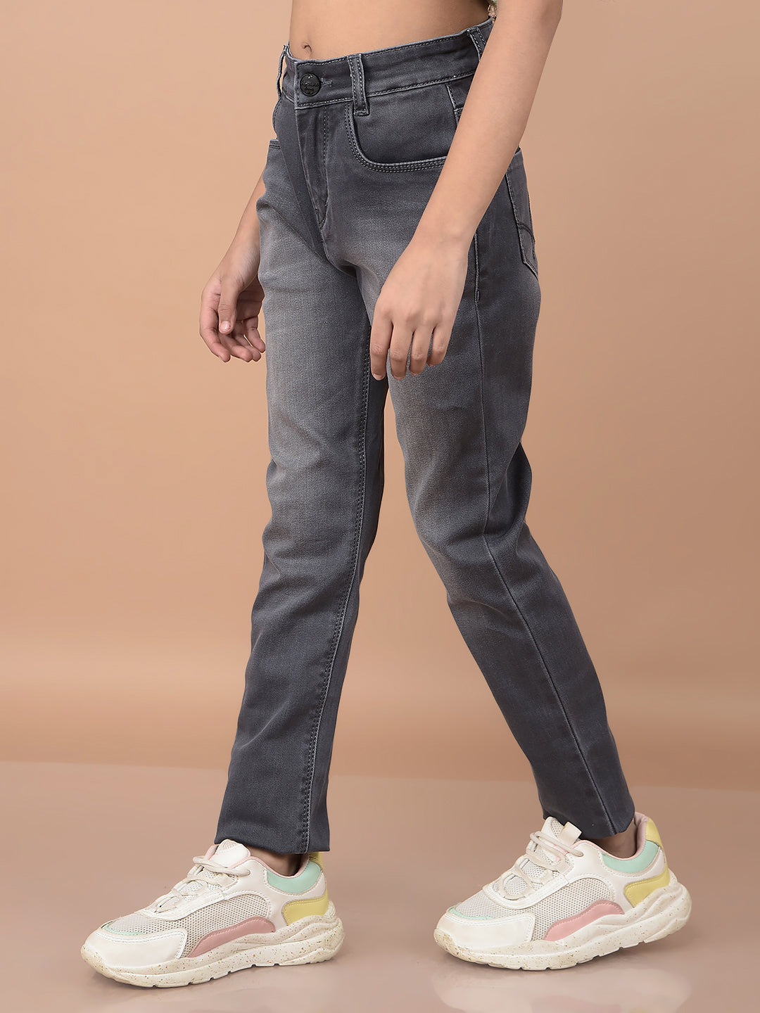 Grey Skinny High-Waist Jeans-Girls Jeans-Crimsoune Club