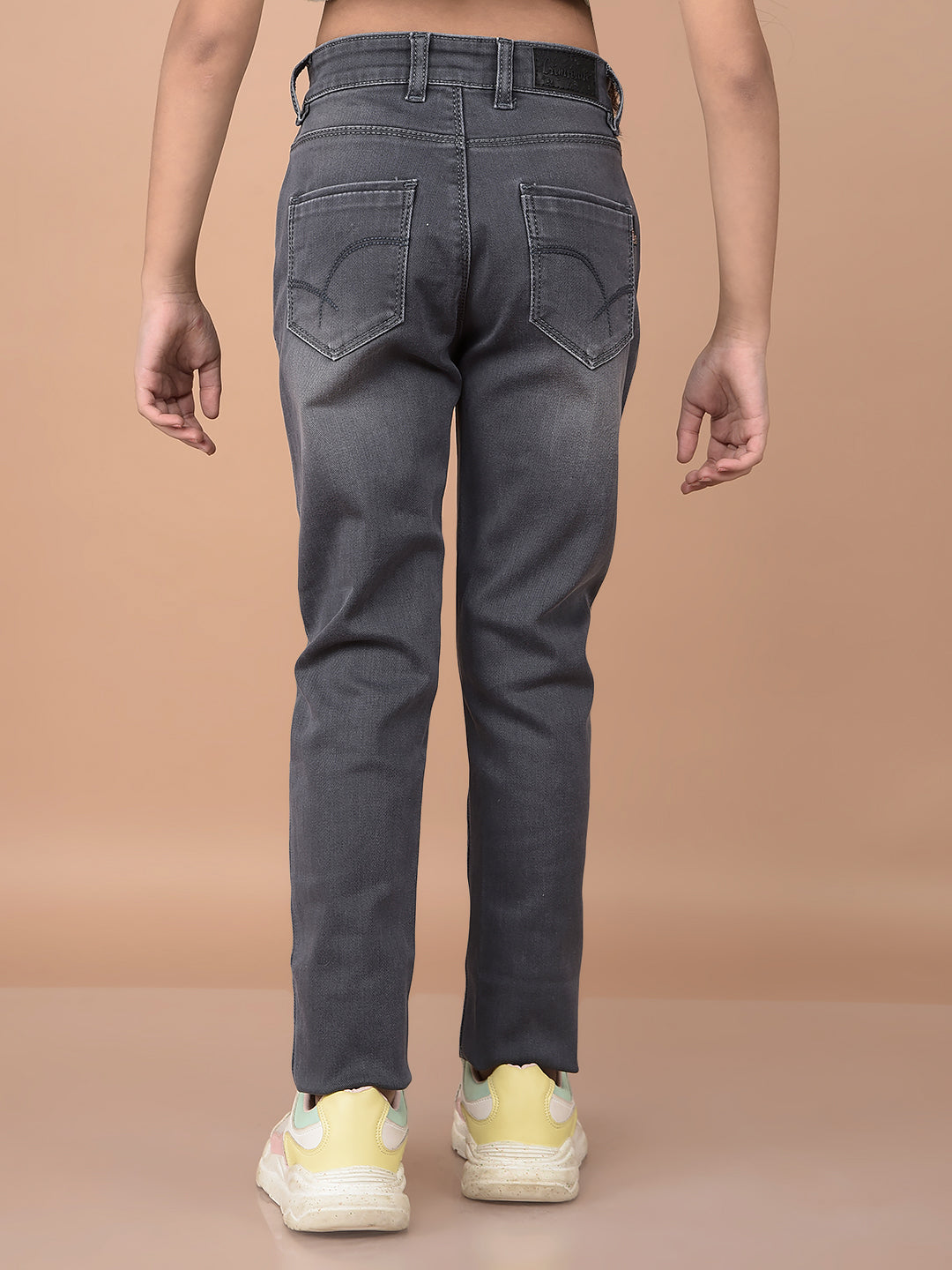 Grey Skinny High-Waist Jeans-Girls Jeans-Crimsoune Club