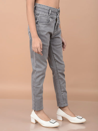 Grey Skinny High-Waist Jeans-Girls Jeans-Crimsoune Club