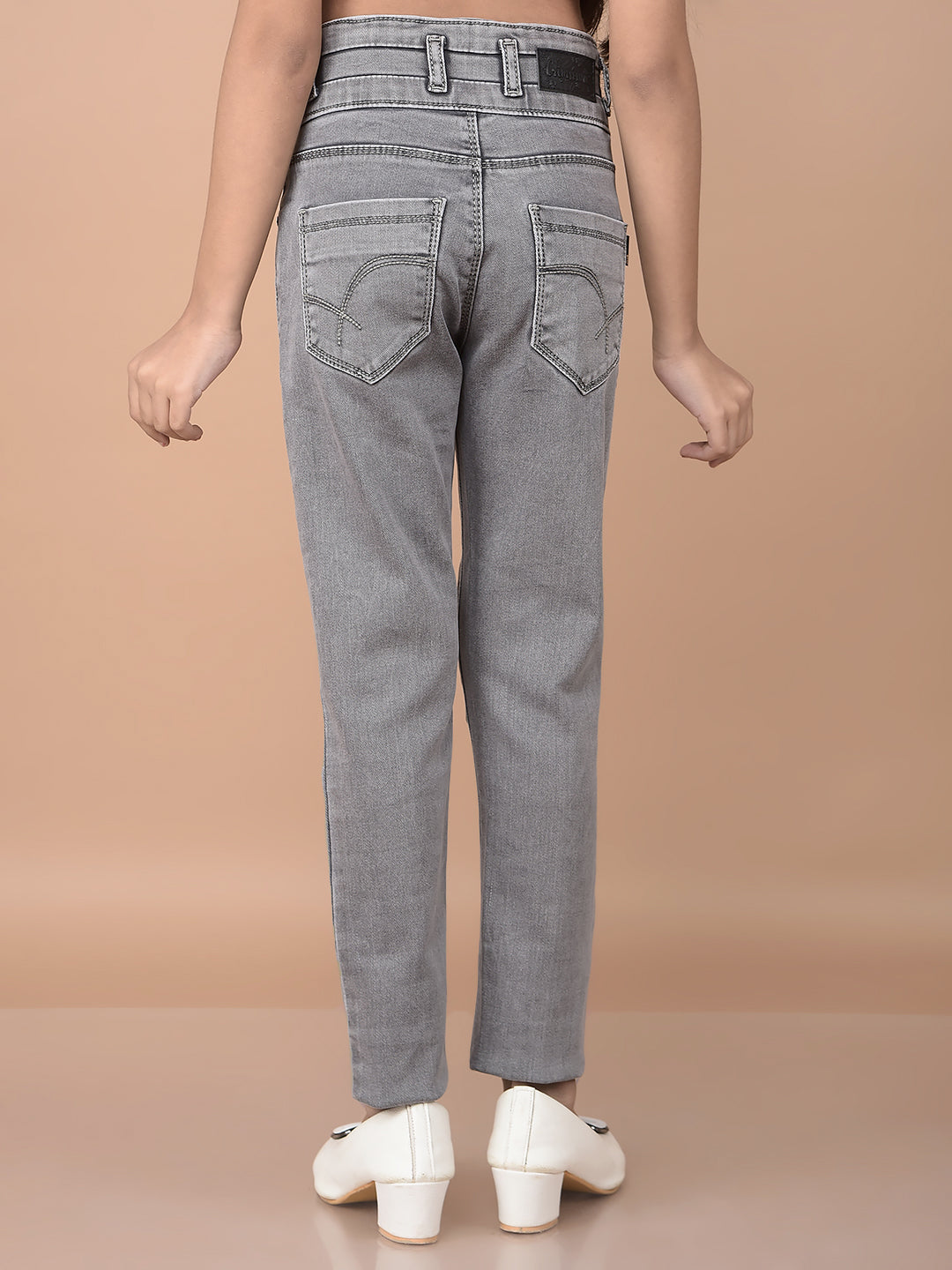 Grey Skinny High-Waist Jeans-Girls Jeans-Crimsoune Club
