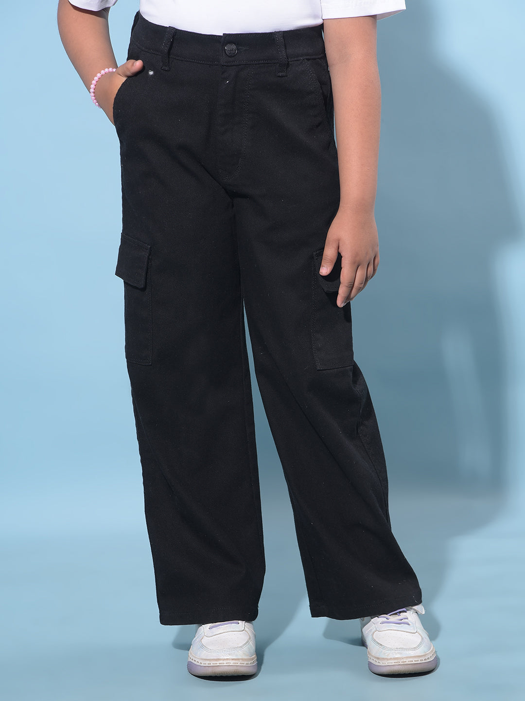 Black Wide Leg Cargo Jeans