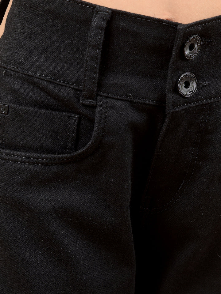 Black Bootcut High-Waist Jeans-Girls Jeans-Crimsoune Club