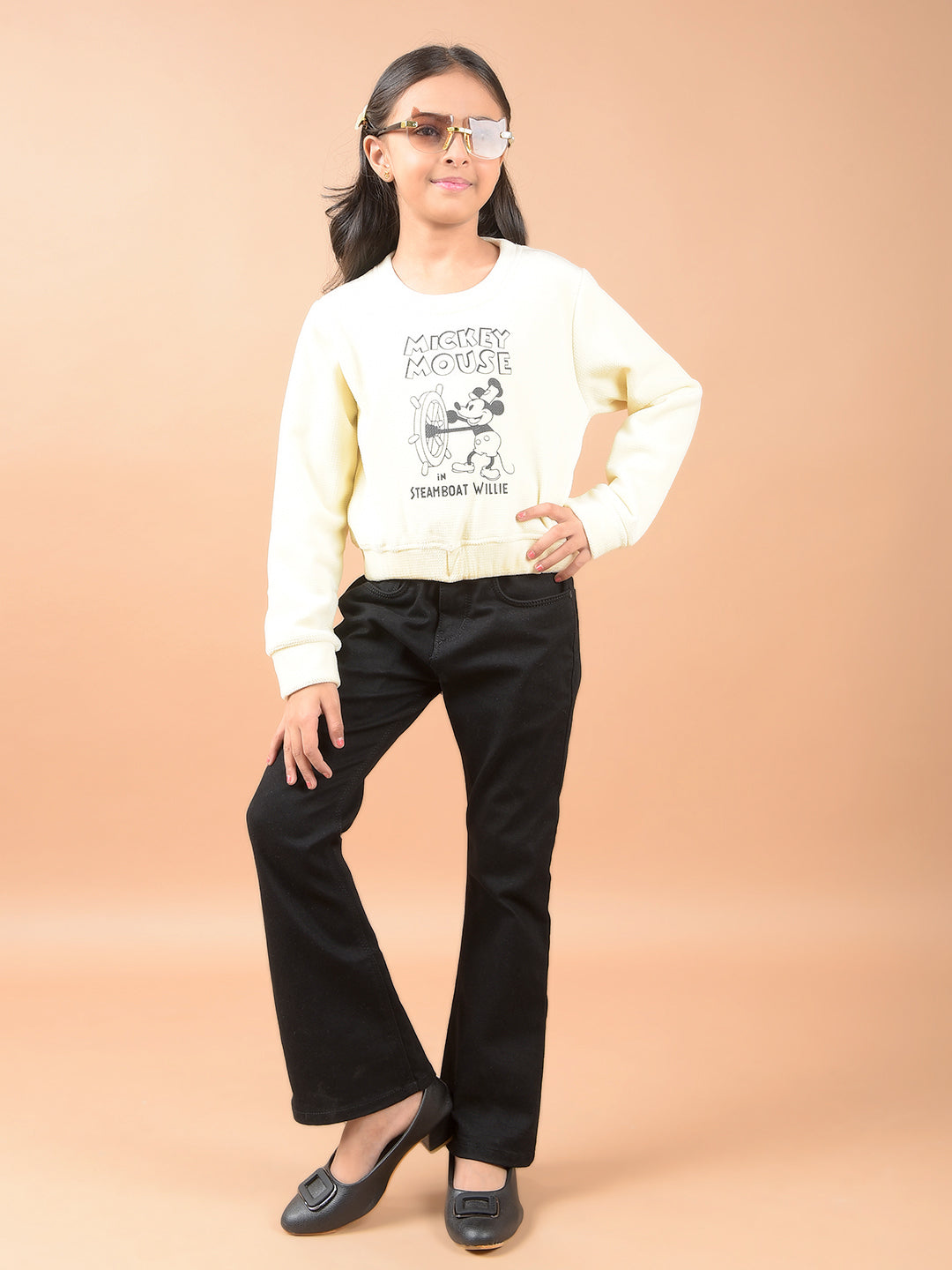 Black Bootcut High-Waist Jeans-Girls Jeans-Crimsoune Club
