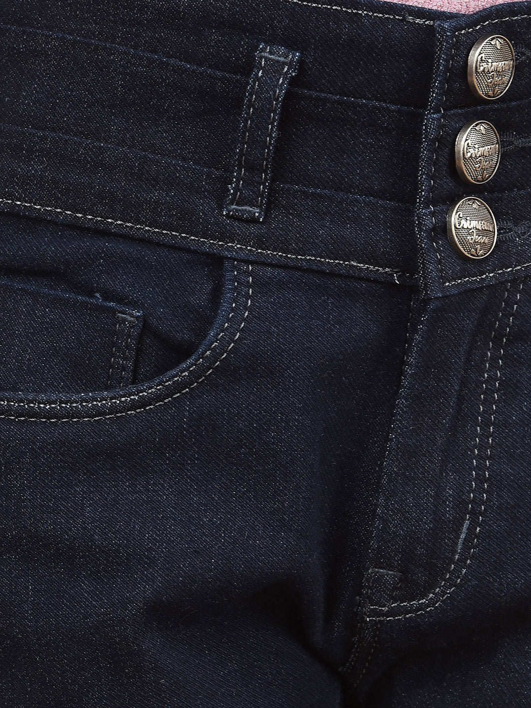 Navy Blue High-Waist Jeans-Girls Jeans-Crimsoune Club