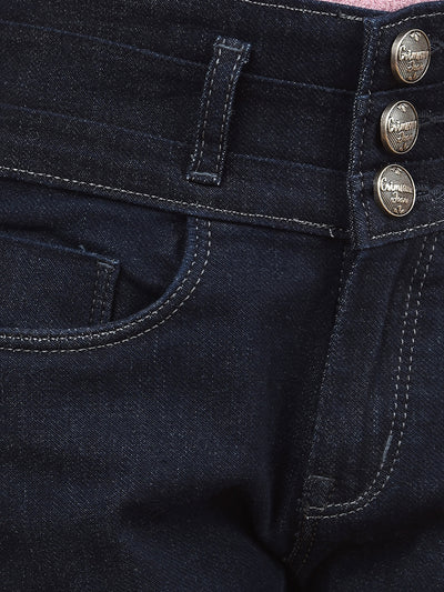Navy Blue High-Waist Jeans-Girls Jeans-Crimsoune Club