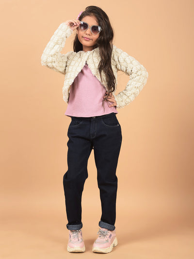 Navy Blue High-Waist Jeans-Girls Jeans-Crimsoune Club