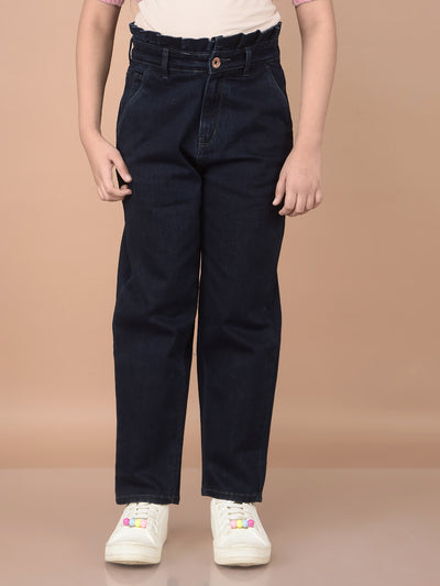 Navy Blue Mom Fit Jeans-Girls Jeans-Crimsoune Club
