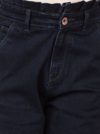 Navy Blue Mom Fit Jeans-Girls Jeans-Crimsoune Club