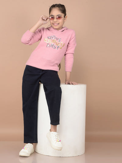 Navy Blue Mom Fit Jeans-Girls Jeans-Crimsoune Club