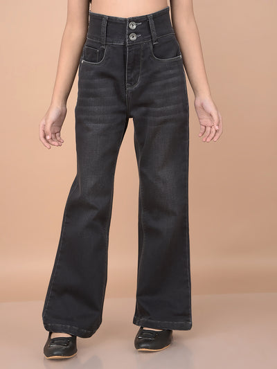 Black Bootcut High-Waist Jeans-Girls Jeans-Crimsoune Club