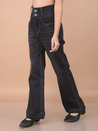 Black Bootcut High-Waist Jeans-Girls Jeans-Crimsoune Club