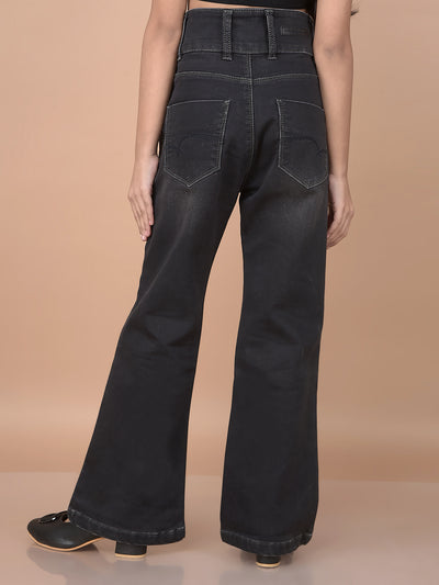 Black Bootcut High-Waist Jeans-Girls Jeans-Crimsoune Club