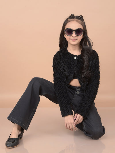 Black Bootcut High-Waist Jeans-Girls Jeans-Crimsoune Club