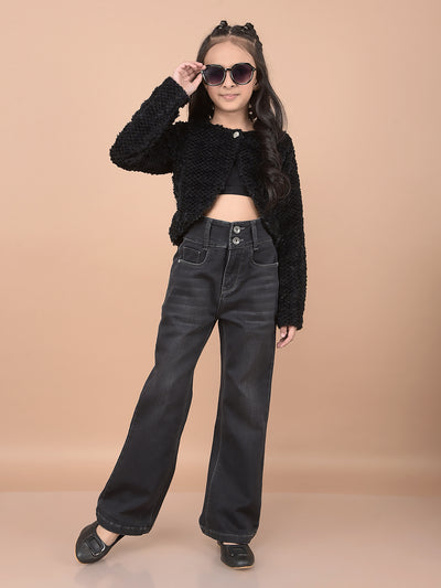 Black Bootcut High-Waist Jeans-Girls Jeans-Crimsoune Club