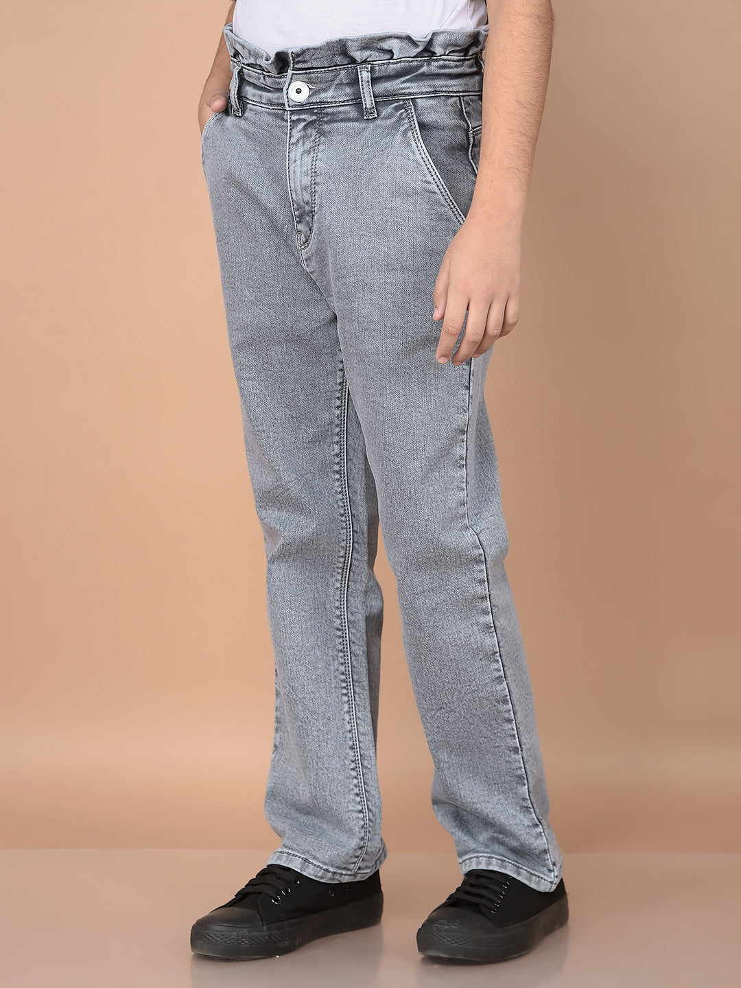 Grey Skinny High-Waist Jeans-Girls Jeans-Crimsoune Club