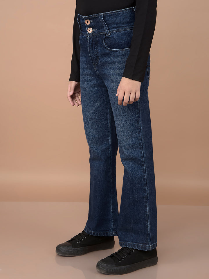 Blue Bootcut High-Waist Jeans-Girls Jeans-Crimsoune Club