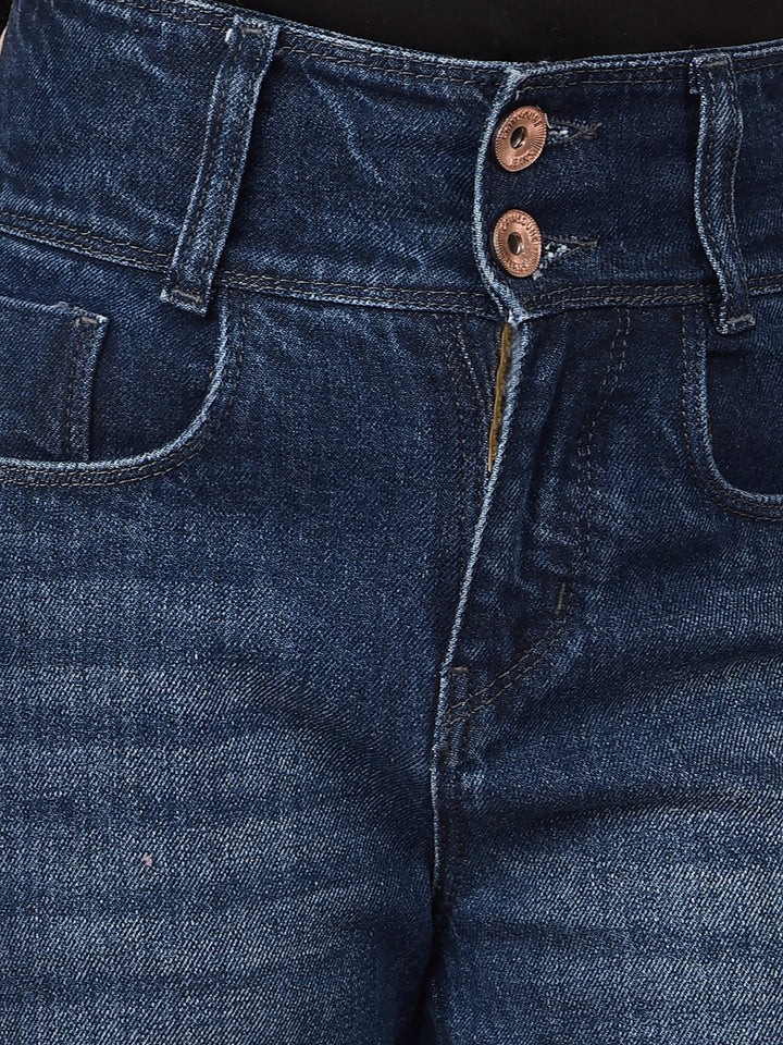 Blue Bootcut High-Waist Jeans-Girls Jeans-Crimsoune Club