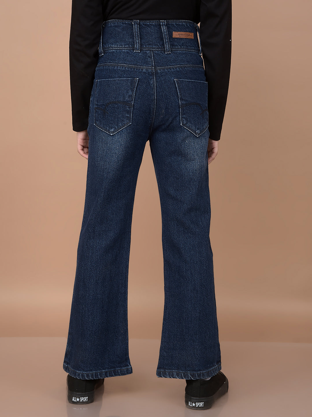 Blue Bootcut High-Waist Jeans-Girls Jeans-Crimsoune Club
