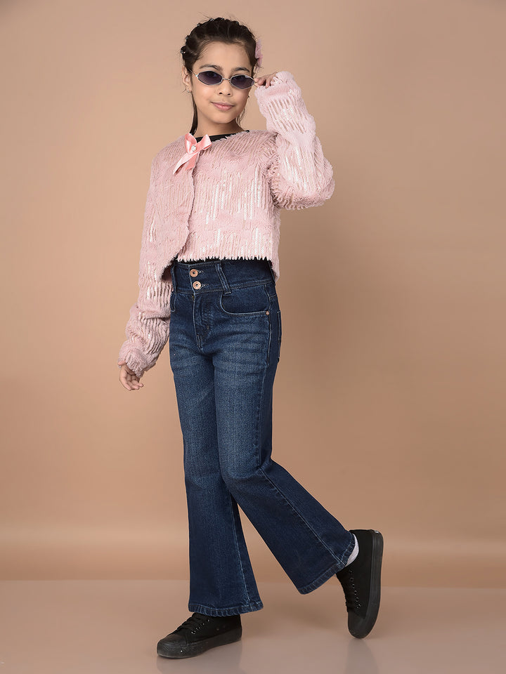 Blue Bootcut High-Waist Jeans-Girls Jeans-Crimsoune Club