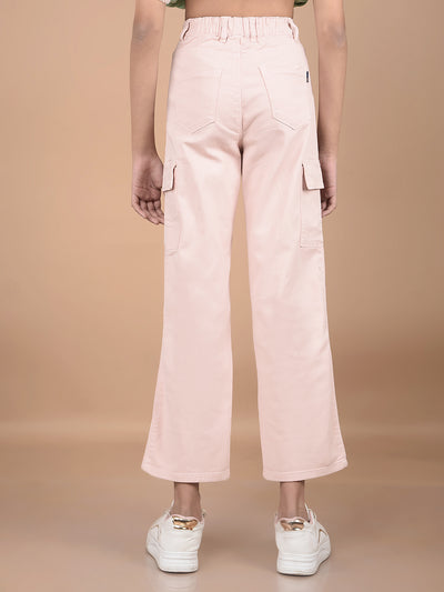 Pink Relaxed Fit Cargo Jeans-Girls Jeans-Crimsoune Club