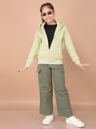 Green Relaxed Fit Cargo Jeans-Girls Jeans-Crimsoune Club