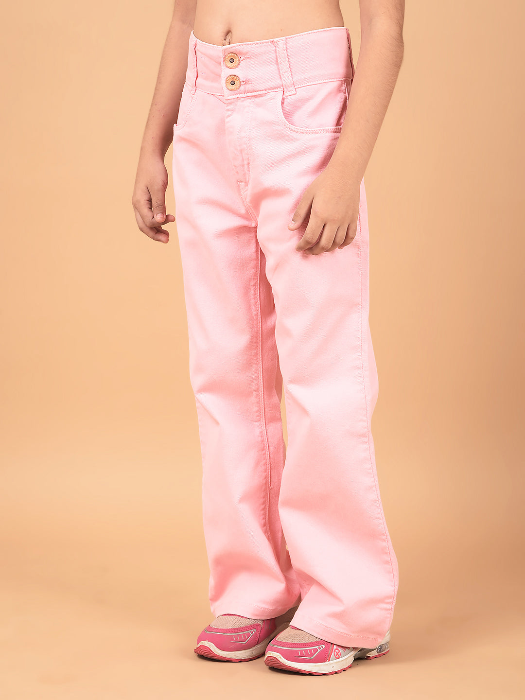 Pink Bootcut High-Waist Jeans-Girls Jeans-Crimsoune Club
