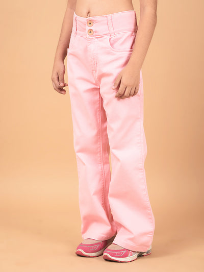 Pink Bootcut High-Waist Jeans-Girls Jeans-Crimsoune Club