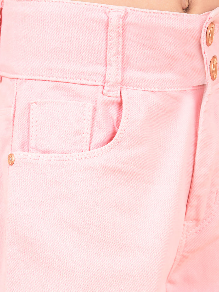 Pink Bootcut High-Waist Jeans-Girls Jeans-Crimsoune Club