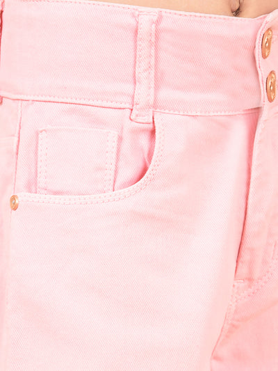 Pink Bootcut High-Waist Jeans-Girls Jeans-Crimsoune Club