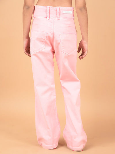 Pink Bootcut High-Waist Jeans-Girls Jeans-Crimsoune Club