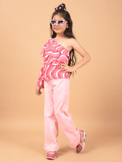 Pink Bootcut High-Waist Jeans-Girls Jeans-Crimsoune Club