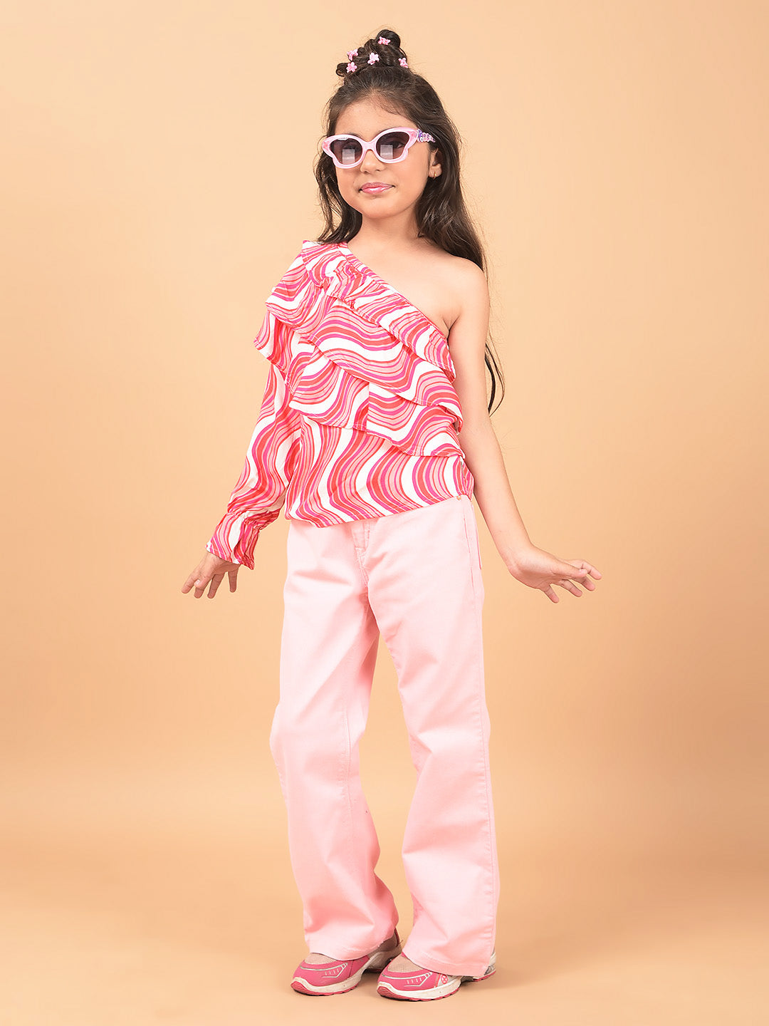 Pink Bootcut High-Waist Jeans-Girls Jeans-Crimsoune Club