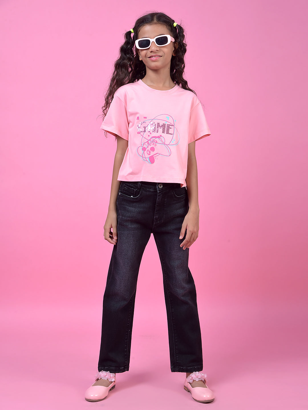 Navy Blue Straight Leg Denim Jeans-Girls Jeans-Crimsoune Club