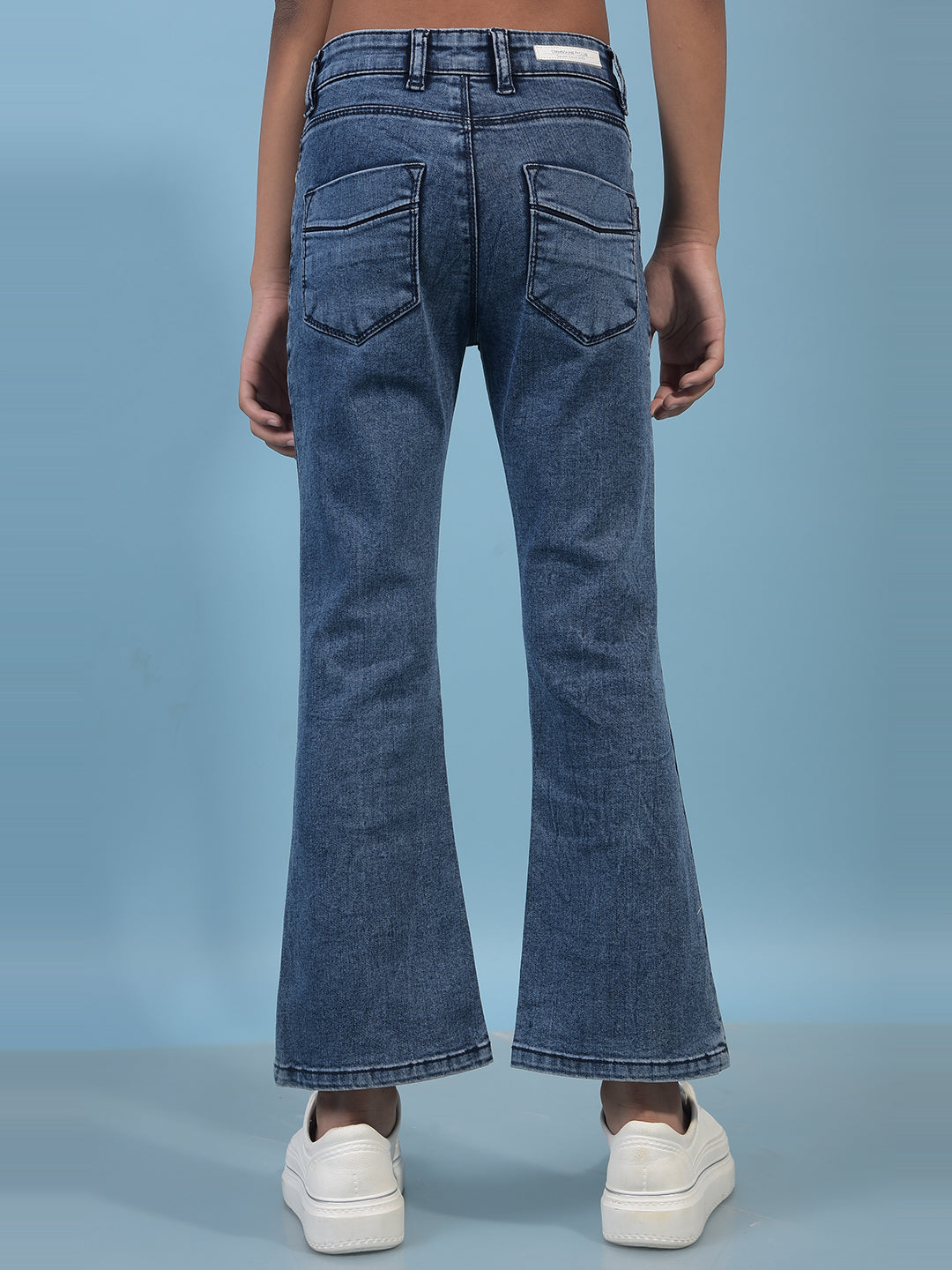 Girl's Blue Bootcut Jeans-Girls Jeans-Crimsoune Club