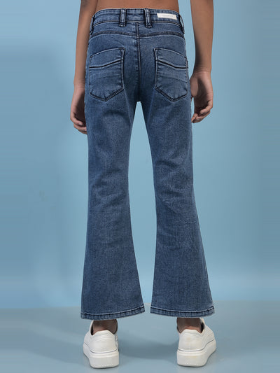 Girl's Blue Bootcut Jeans-Girls Jeans-Crimsoune Club