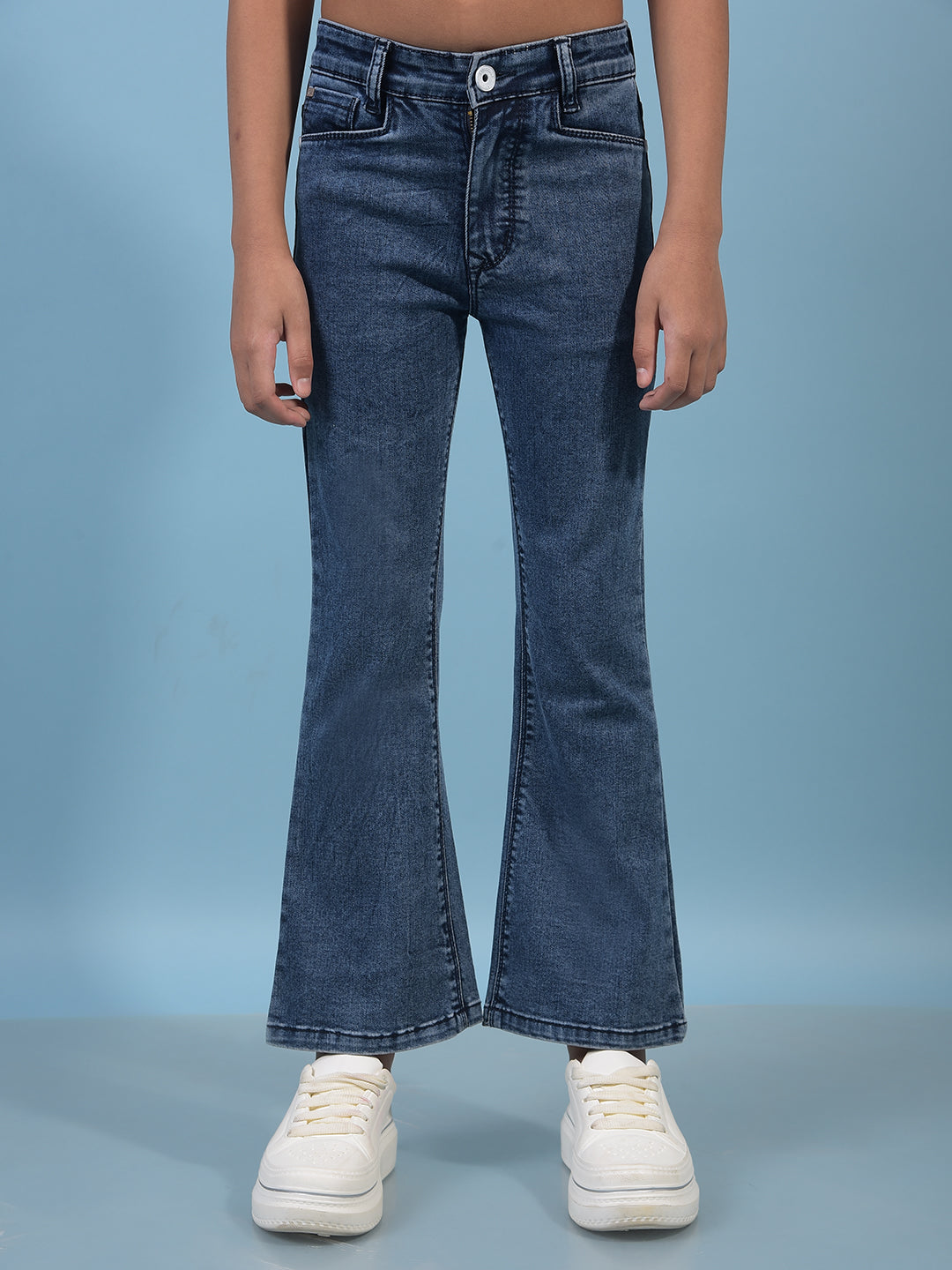 Girl's Blue Bootcut Jeans-Girls Jeans-Crimsoune Club