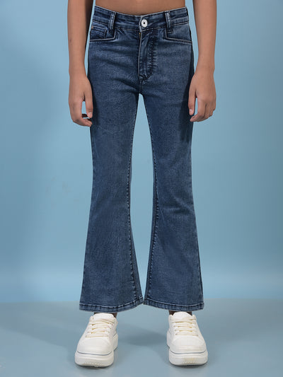 Girl's Blue Bootcut Jeans-Girls Jeans-Crimsoune Club