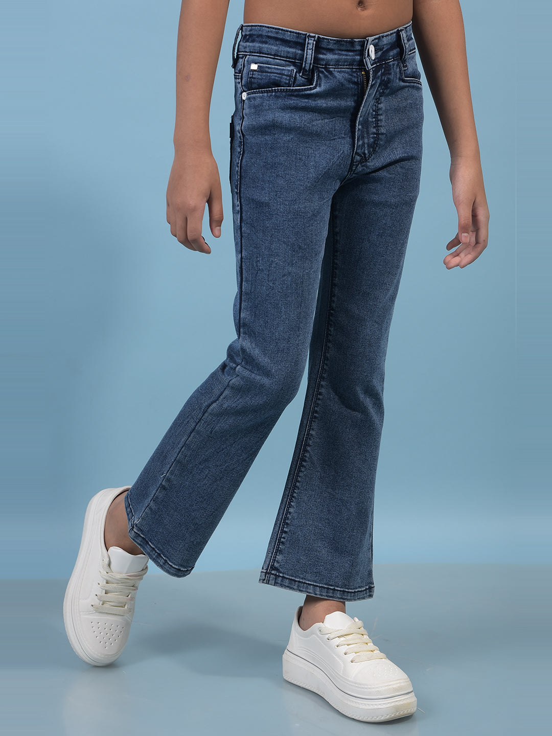 Girl's Blue Bootcut Jeans-Girls Jeans-Crimsoune Club
