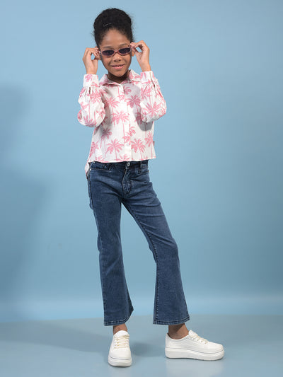 Girl's Blue Bootcut Jeans-Girls Jeans-Crimsoune Club