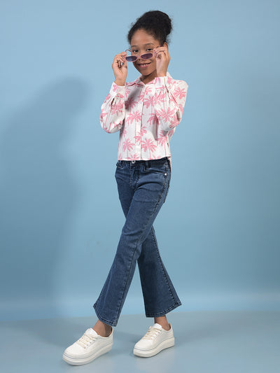 Girl's Blue Bootcut Jeans-Girls Jeans-Crimsoune Club