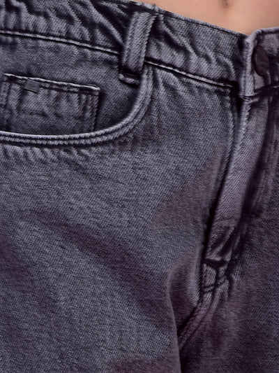 Comfy Grey Wide-Leg Cotton Jeans-Girls Jeans-Crimsoune Club