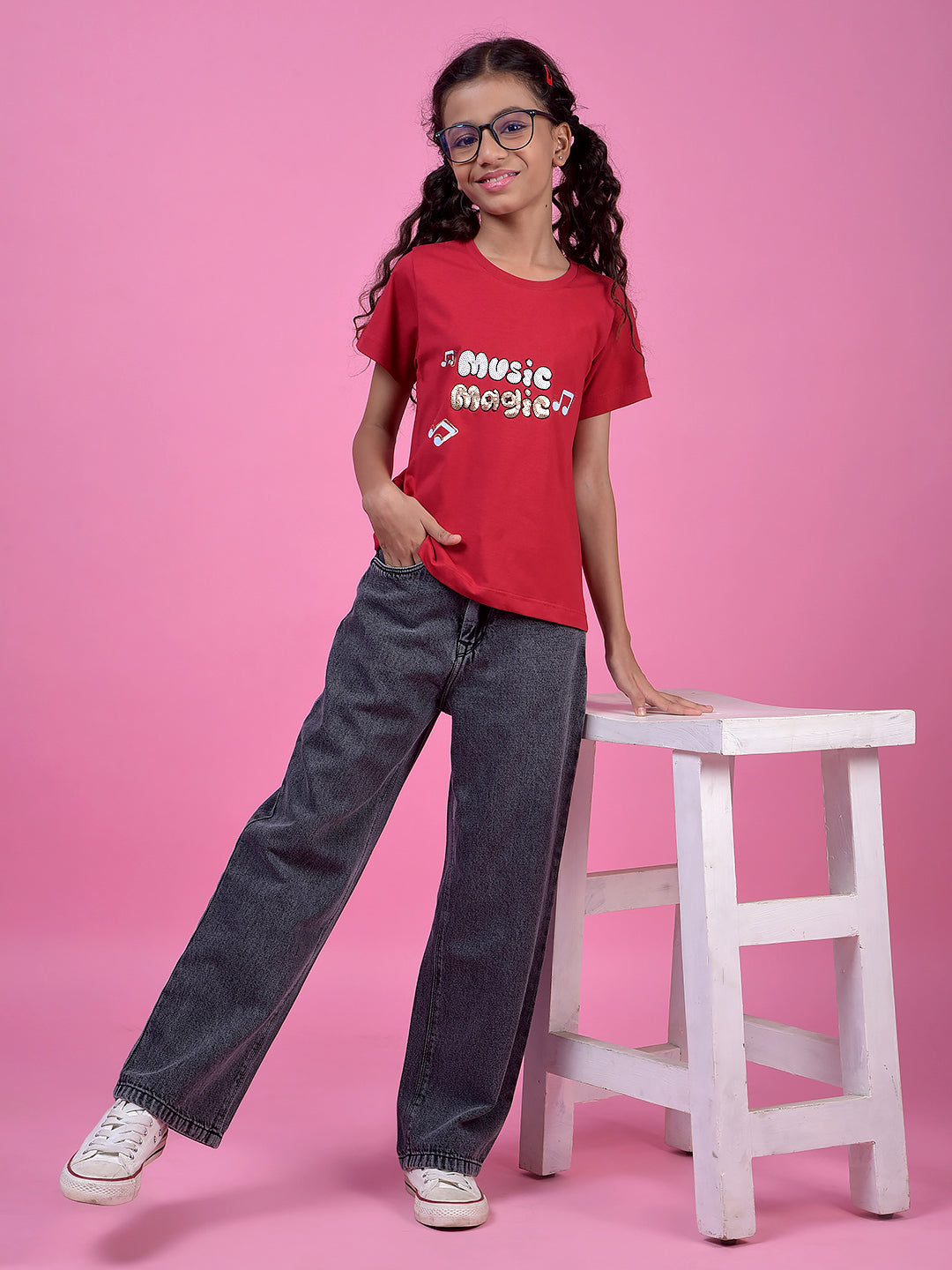 Comfy Grey Wide-Leg Cotton Jeans-Girls Jeans-Crimsoune Club