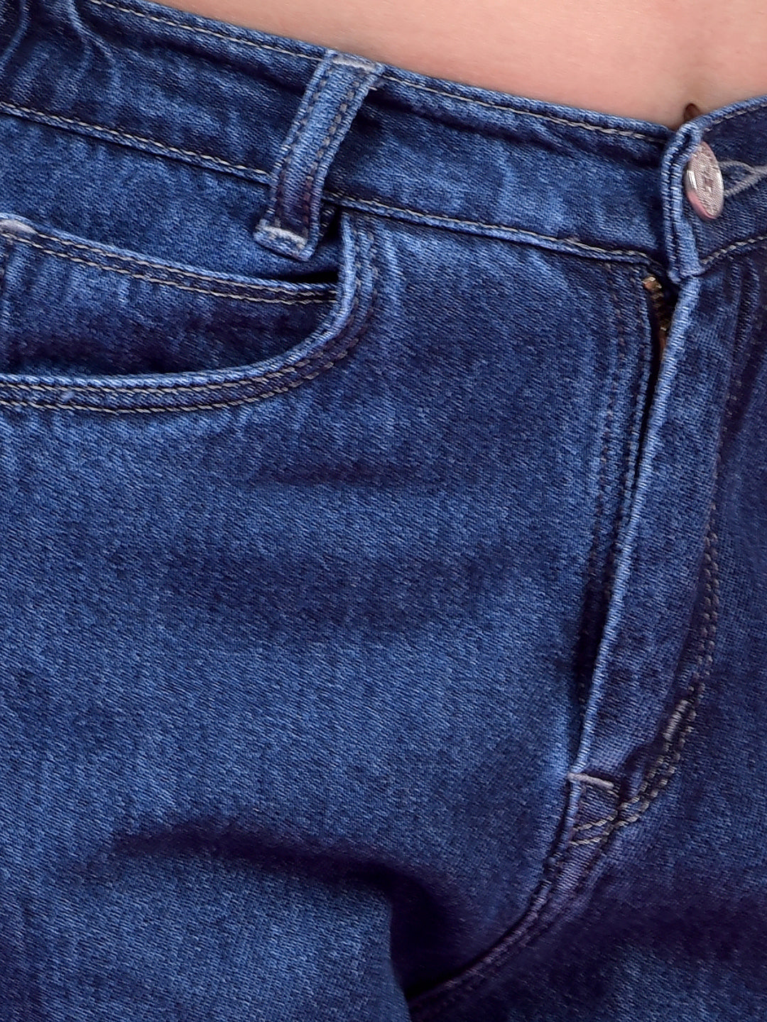Durable Navy Blue Cotton Baggy Cargo Jeans-Girls Jeans-Crimsoune Club