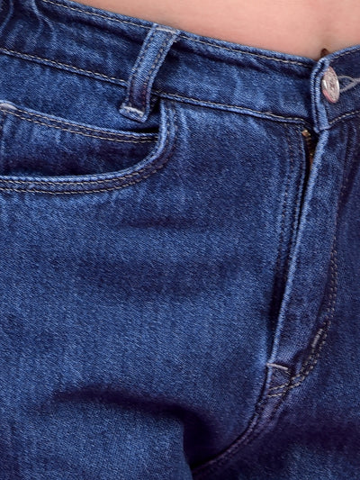 Durable Navy Blue Cotton Baggy Cargo Jeans-Girls Jeans-Crimsoune Club