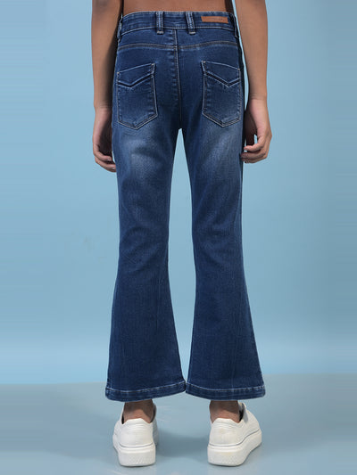 Girl's Blue Wide-Leg Jeans-Girls Jeans-Crimsoune Club