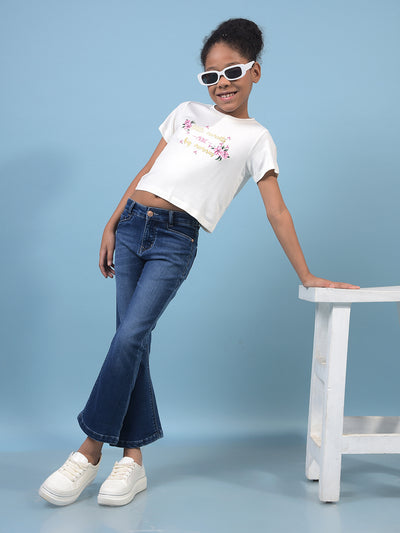 Girl's Blue Wide-Leg Jeans-Girls Jeans-Crimsoune Club