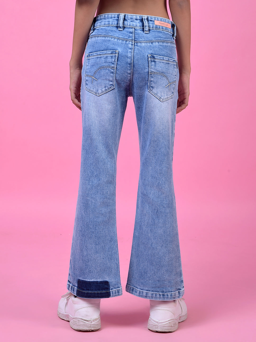 Blue Classic Bootcut Denim Jeans-Girls Jeans-Crimsoune Club