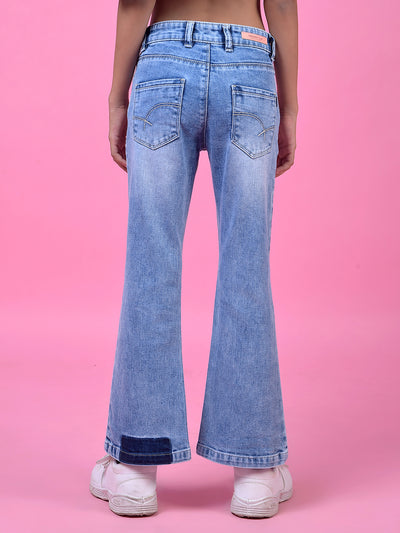 Blue Classic Bootcut Denim Jeans-Girls Jeans-Crimsoune Club