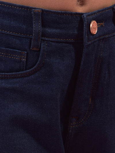 Girl's Navy Blue Straight Jeans-Girls Jeans-Crimsoune Club