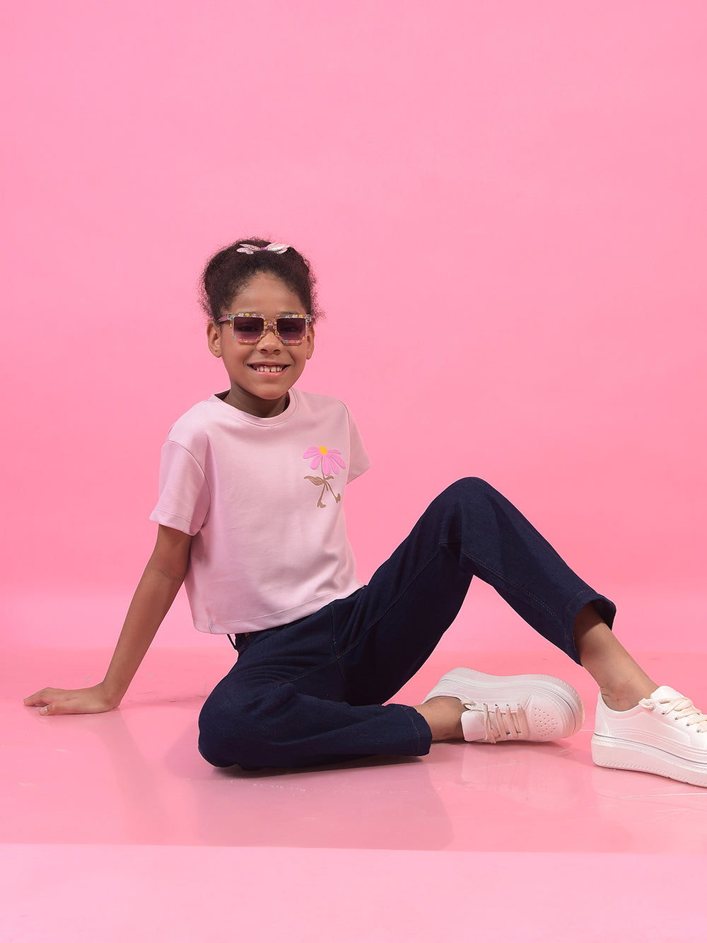 Girl's Navy Blue Straight Jeans-Girls Jeans-Crimsoune Club